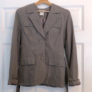 SOLD!!!     Flattering Grey belted jacket.  Size M